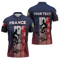 Personalized France Cycling Zipper Polo Shirt Ride With Cyclist - Wonder Print Shop