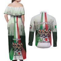 Personalized Italy Cycling Couples Matching Off Shoulder Maxi Dress and Long Sleeve Button Shirt Life In The Bike Lane - Wonder Print Shop