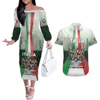 Personalized Italy Cycling Couples Matching Off The Shoulder Long Sleeve Dress and Hawaiian Shirt Life In The Bike Lane - Wonder Print Shop