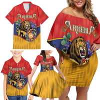 Personalized Armenia Family Matching Off Shoulder Short Dress and Hawaiian Shirt Lion As National Symbol - Wonder Print Shop