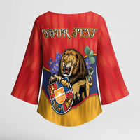 Personalized Armenia Kimono Sleeve Blouse Lion As National Symbol - Wonder Print Shop