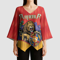 Personalized Armenia Kimono Sleeve Blouse Lion As National Symbol - Wonder Print Shop