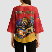 Personalized Armenia Kimono Sleeve Blouse Lion As National Symbol - Wonder Print Shop