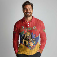 Personalized Armenia Long Sleeve Polo Shirt Lion As National Symbol - Wonder Print Shop