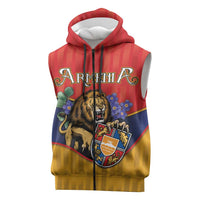 Personalized Armenia Sleeveless Zip Hoodie Lion As National Symbol - Wonder Print Shop
