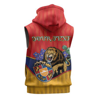 Personalized Armenia Sleeveless Zip Hoodie Lion As National Symbol - Wonder Print Shop