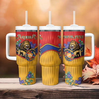 Personalized Armenia Tumbler With Handle Lion As National Symbol - Wonder Print Shop