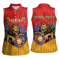 Personalized Armenia Women Sleeveless Polo Shirt Lion As National Symbol - Wonder Print Shop