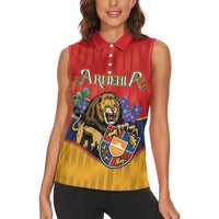 Personalized Armenia Women Sleeveless Polo Shirt Lion As National Symbol - Wonder Print Shop