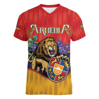 Personalized Armenia Women V-Neck T-Shirt Lion As National Symbol - Wonder Print Shop