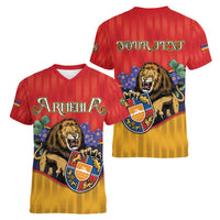Personalized Armenia Women V-Neck T-Shirt Lion As National Symbol - Wonder Print Shop