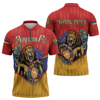 Personalized Armenia Zipper Polo Shirt Lion As National Symbol - Wonder Print Shop