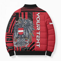 Personalized Austria Bomber Puffer Jacket Black Eagle Badge With Patterns - Wonder Print Shop