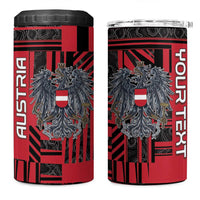 Personalized Austria 4 in 1 Can Cooler Tumbler Black Eagle Badge With Patterns - Wonder Print Shop