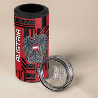 Personalized Austria 4 in 1 Can Cooler Tumbler Black Eagle Badge With Patterns - Wonder Print Shop