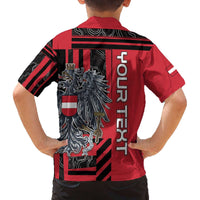 Personalized Austria Family Matching Off The Shoulder Long Sleeve Dress and Hawaiian Shirt Black Eagle Badge With Patterns - Wonder Print Shop