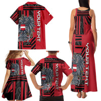 Personalized Austria Family Matching Tank Maxi Dress and Hawaiian Shirt Black Eagle Badge With Patterns - Wonder Print Shop