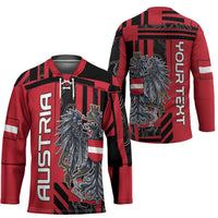Personalized Austria Hockey Jersey Black Eagle Badge With Patterns - Wonder Print Shop