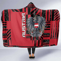 Austria Hooded Blanket Black Eagle Badge With Patterns - Wonder Print Shop