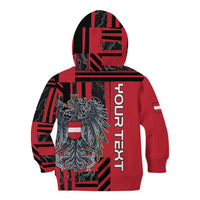 Personalized Austria Kid Hoodie Black Eagle Badge With Patterns - Wonder Print Shop