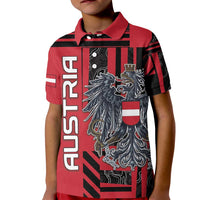 Personalized Austria Kid Polo Shirt Black Eagle Badge With Patterns - Wonder Print Shop