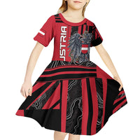 Personalized Austria Kid Short Sleeve Dress Black Eagle Badge With Patterns - Wonder Print Shop