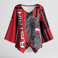 Personalized Austria Kimono Sleeve Blouse Black Eagle Badge With Patterns - Wonder Print Shop