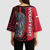 Personalized Austria Kimono Sleeve Blouse Black Eagle Badge With Patterns - Wonder Print Shop