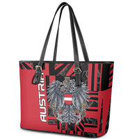Austria Leather Tote Bag Black Eagle Badge With Patterns - Wonder Print Shop