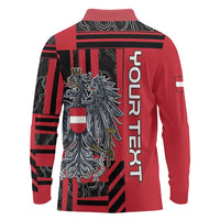 Personalized Austria Long Sleeve Polo Shirt Black Eagle Badge With Patterns - Wonder Print Shop
