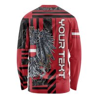 Personalized Austria Long Sleeve Shirt Black Eagle Badge With Patterns - Wonder Print Shop