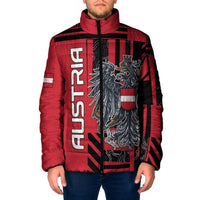 Personalized Austria Padded Jacket Black Eagle Badge With Patterns - Wonder Print Shop