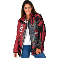 Personalized Austria Padded Jacket Black Eagle Badge With Patterns - Wonder Print Shop