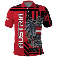 Personalized Austria Polo Shirt Black Eagle Badge With Patterns - Wonder Print Shop