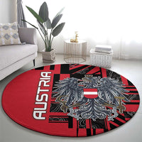 Austria Round Carpet Black Eagle Badge With Patterns - Wonder Print Shop