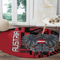 Austria Round Carpet Black Eagle Badge With Patterns - Wonder Print Shop