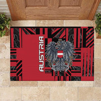 Austria Rubber Doormat Black Eagle Badge With Patterns - Wonder Print Shop