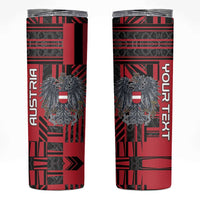 Personalized Austria Skinny Tumbler Black Eagle Badge With Patterns - Wonder Print Shop