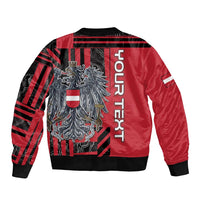 Personalized Austria Sleeve Zip Bomber Jacket Black Eagle Badge With Patterns - Wonder Print Shop