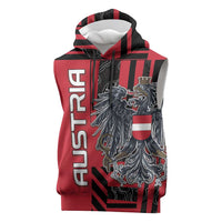Personalized Austria Sleeveless Hoodie Black Eagle Badge With Patterns - Wonder Print Shop
