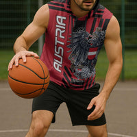 Personalized Austria Sleeveless Hoodie Black Eagle Badge With Patterns - Wonder Print Shop