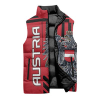 Personalized Austria Sleeveless Puffer Jacket Black Eagle Badge With Patterns - Wonder Print Shop