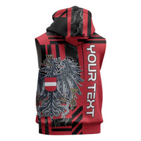Personalized Austria Sleeveless Zip Hoodie Black Eagle Badge With Patterns - Wonder Print Shop