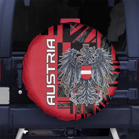 Austria Spare Tire Cover Black Eagle Badge With Patterns - Wonder Print Shop