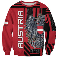 Personalized Austria Sweatshirt Black Eagle Badge With Patterns - Wonder Print Shop