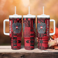 Personalized Austria Tumbler With Handle Black Eagle Badge With Patterns - Wonder Print Shop