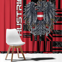 Austria Window Curtain Black Eagle Badge With Patterns - Wonder Print Shop