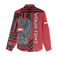 Personalized Austria Women Casual Shirt Black Eagle Badge With Patterns - Wonder Print Shop