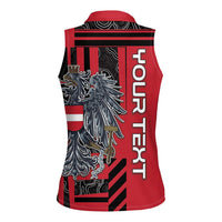 Personalized Austria Women Sleeveless Polo Shirt Black Eagle Badge With Patterns - Wonder Print Shop