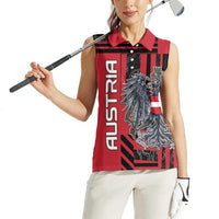 Personalized Austria Women Sleeveless Polo Shirt Black Eagle Badge With Patterns - Wonder Print Shop